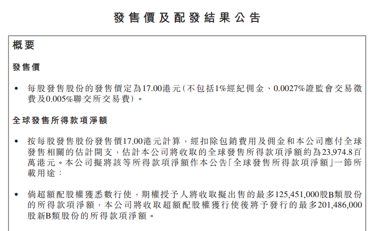 小米集团：IPO定价17港元/股　净筹资240亿港元