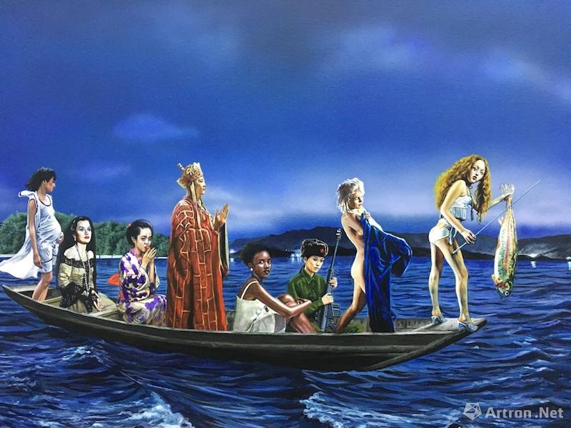 悄悄问圣僧 Whisper to the Holy Monk 布面丙烯Acrylic on Canvas 80x100cm 2018