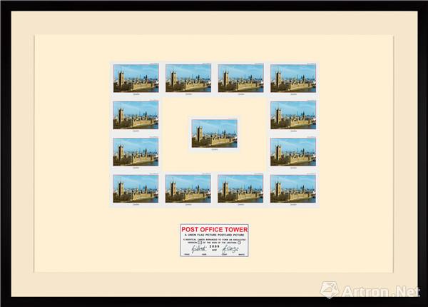 吉尔伯特与乔治，Post Office Tower，2009年，混合媒介，88 x 123 厘米。©吉尔伯特与乔治，图片由艺术家及立木画廊（纽约、香港及首尔）提供。