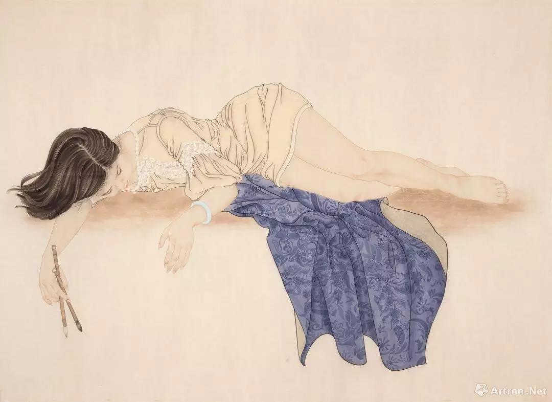 郭肖汝 《憩》 绢本工笔 2012年 90X140cm