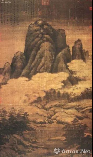 元 高克恭 《云横秀岭》 绢本着色，纵182.3厘米，横106.7厘米 台北故宫藏