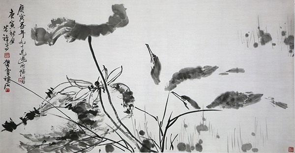 李苦禪 許麟廬合作 《荷花鷺鷥 》1950年 177x94 cm