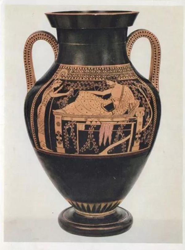 古希腊瓶画《辞行出征的战士》